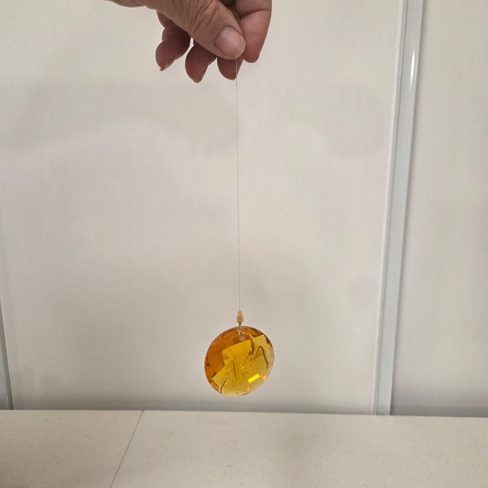 Swarovski Amber Crystal Suncatcher Round Faceted Disc Window Hanging Ornament